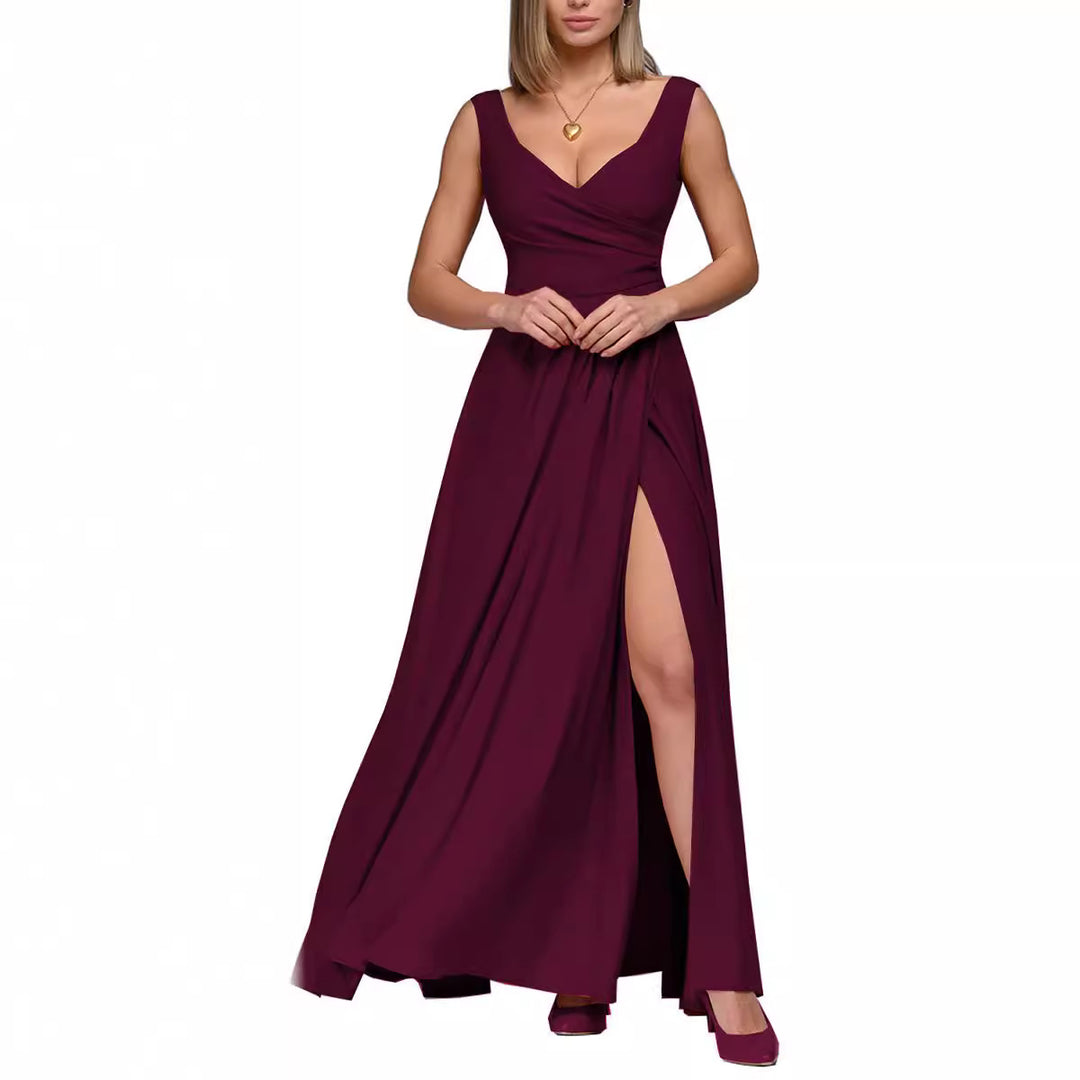 Damen Maxikleid mit elegantem Wickeldesign und seitlichem Schlitz Heidi-Mode