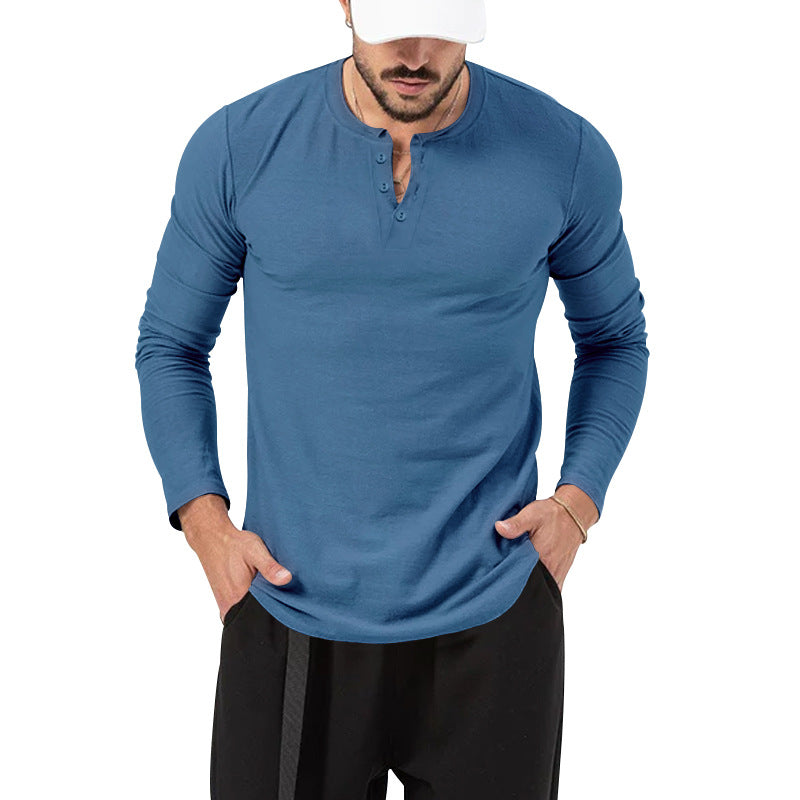 Herren Langarm-Henley-Shirt mit hochwertiger Baumwollmischung und modischen Knopfdetails Heidi-Mode
