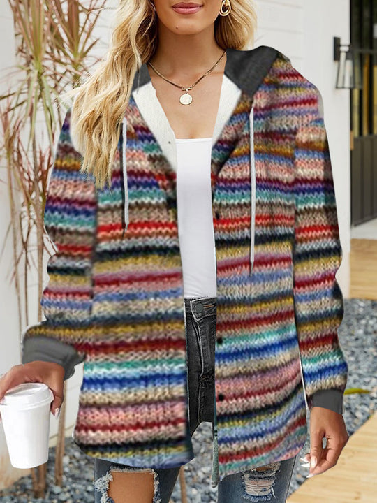 Damen lässige Overshirt-Jacke mit Kapuze und praktischem Kordelzug Heidi-Mode