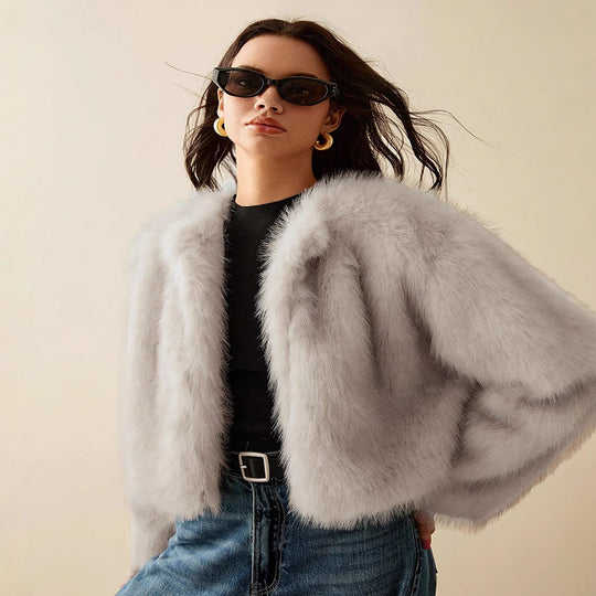 Damen kurzärmlige Pelzjacke Heidi-Mode