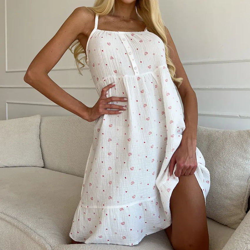 Damen luftiges Sommerkleid mit Rüschensaum und floralem Muster Heidi-Mode