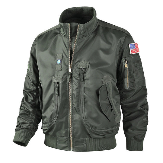 Herren bomberjacke mit hohem Kragen und multifunktionalen Taschen Heidi-Mode