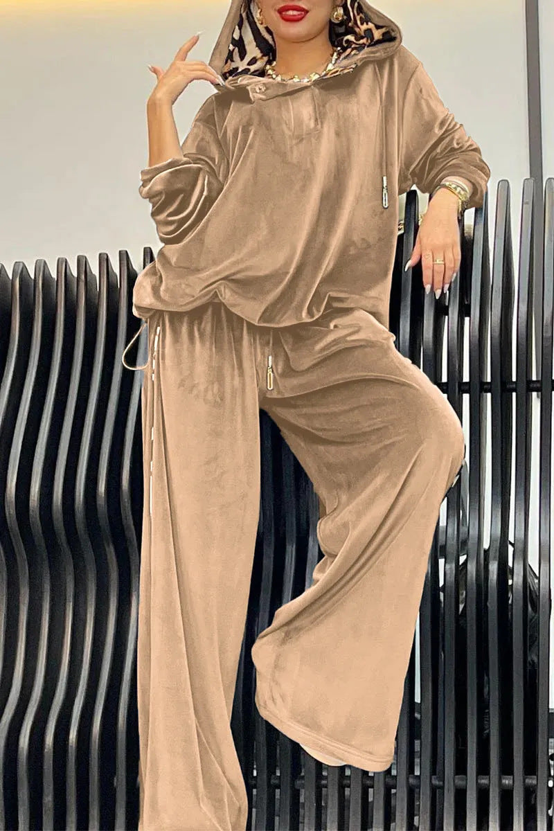 Damen Freizeit-Hosenset aus weichem Velours Heidi-Mode