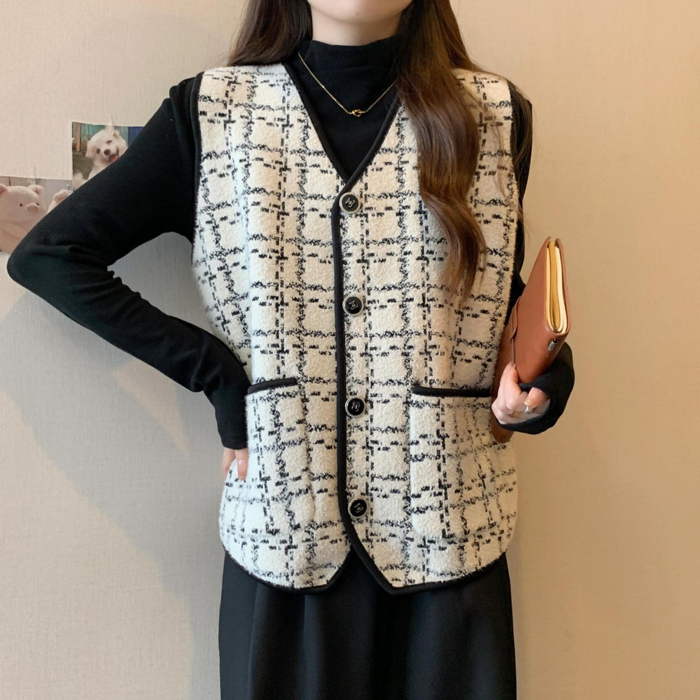 Damen modische Weste mit kontrastierenden Taschen Heidi-Mode