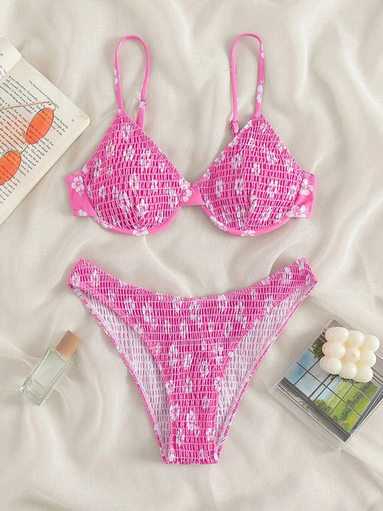 Damen Hochgeschnittener Bikini mit gepolstertem Oberteil und verstellbaren Trägern Heidi-Mode