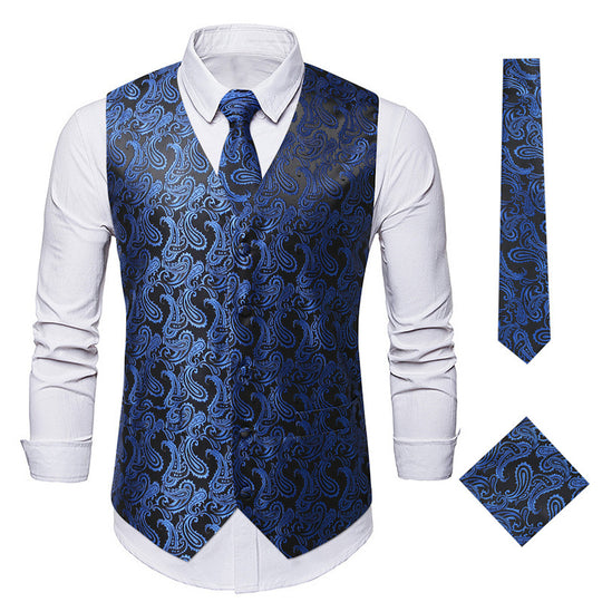 Herren elegante Anzugweste mit eleganten Paisley-Muster und passendem Zubehör Heidi-Mode