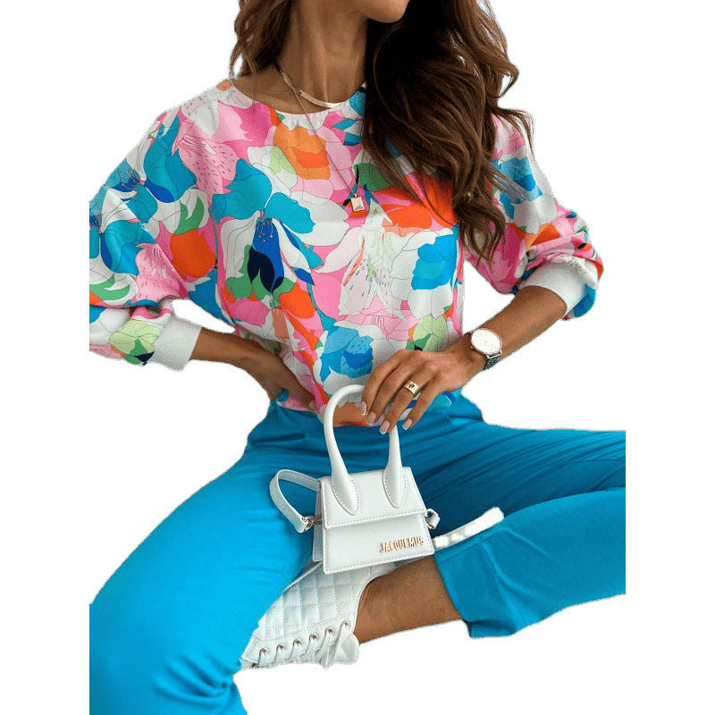 Damen Floral Print Freizeit Sweatshirt Heidi-Mode