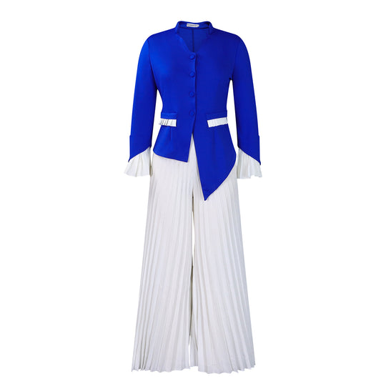 Damen Eleganter Blazer mit plissierten Hosen Heidi-Mode