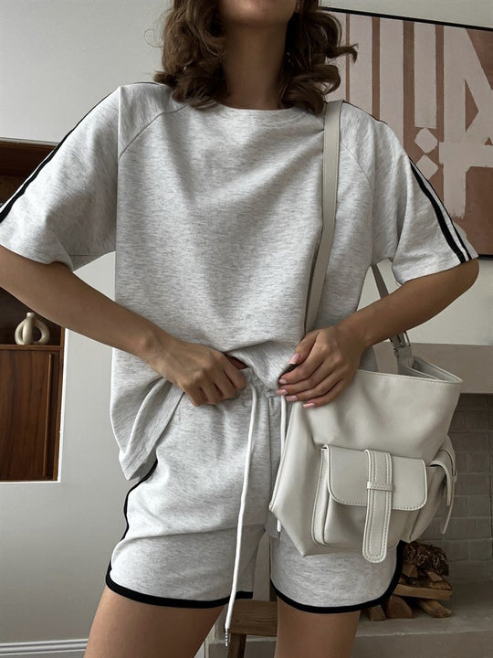 Damen lässiges Sportset mit kontrastierenden Akzenten Heidi-Mode