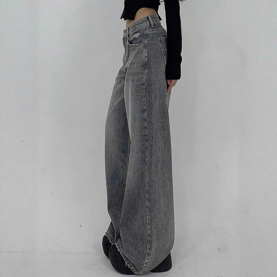 Damen Weite Jeans im lässigen Schnitt mit hohem Bund und modischen Steppnähten Heidi-Mode