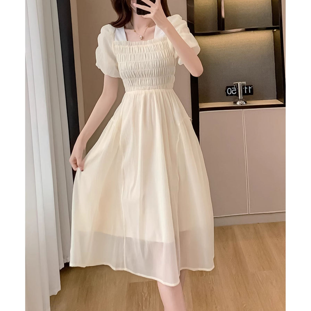 Heidi-Mode | Square Neck Puff Sleeve Sweet Kleid