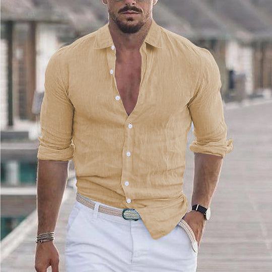Herren Premium Leinenhemd mit modernem Slim-Fit Schnitt und hautfreundlicher Textur Heidi-Mode