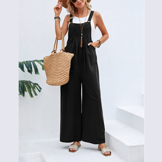 Damen weite Latzhose mit elegantem Schnitt und verstellbaren Trägern Heidi-Mode