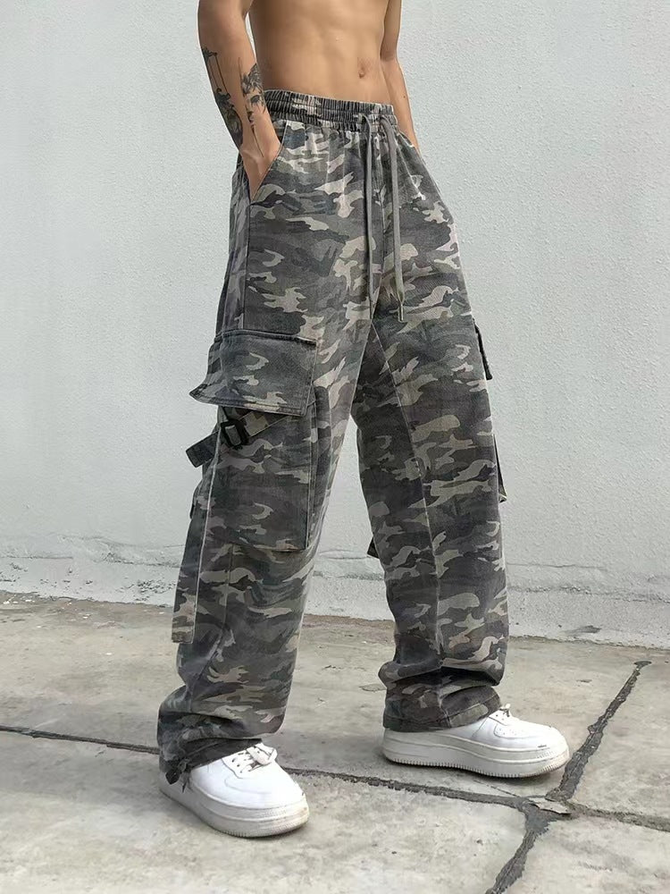 Heidi-Mode | Damen Hohe Taille Gerade Bein Camo Hose