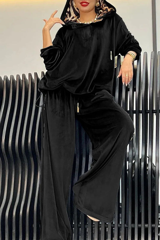 Damen Freizeit-Hosenset aus weichem Velours Heidi-Mode