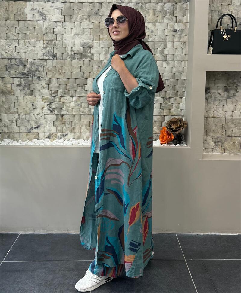 Damen Lange Bluse mit floralem Design Heidi-Mode