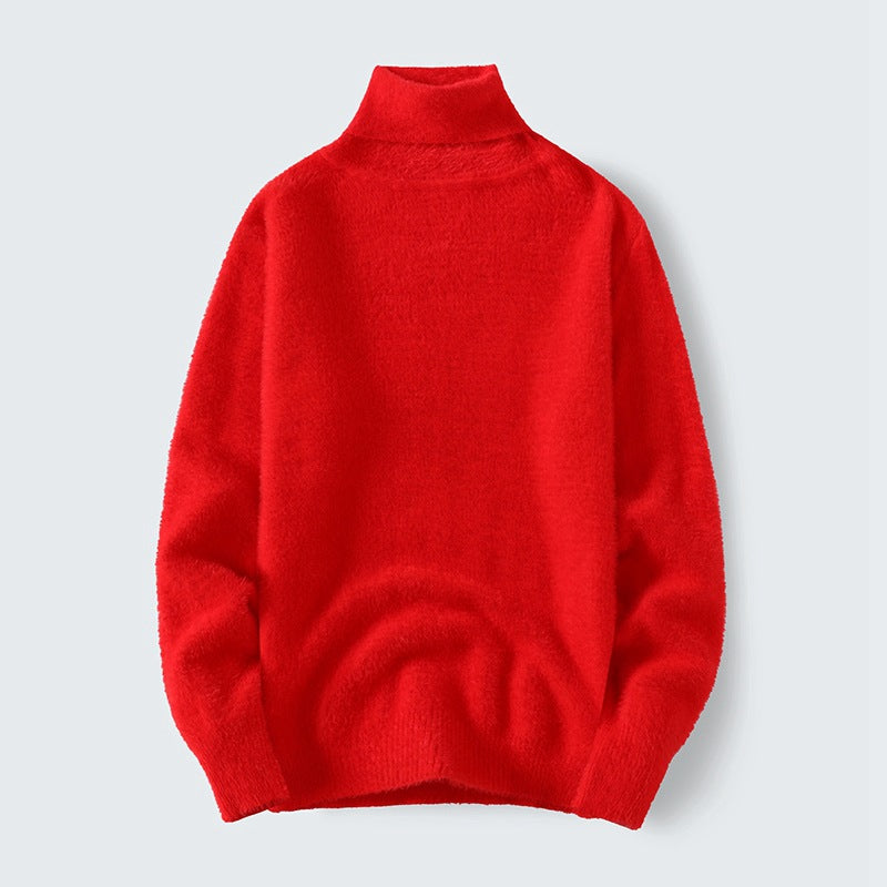 Herren warmer Rollkragenpullover aus weichem Strickstoff Heidi-Mode