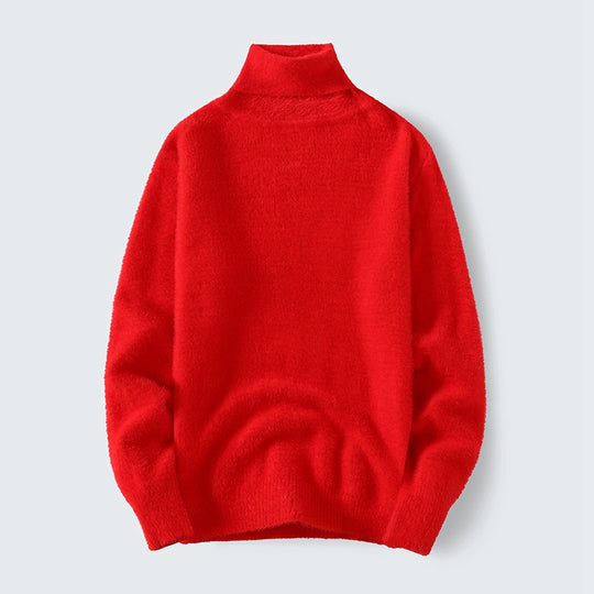 Herren warmer Rollkragenpullover aus weichem Strickstoff Heidi-Mode