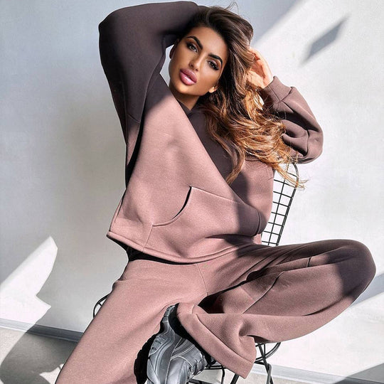 Damen Oversized Hoodie und weit geschnittene Jogginghose Set Heidi-Mode
