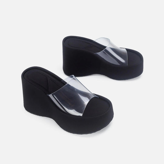 Heidi-Mode | Translucent platform sandals with ankle strap