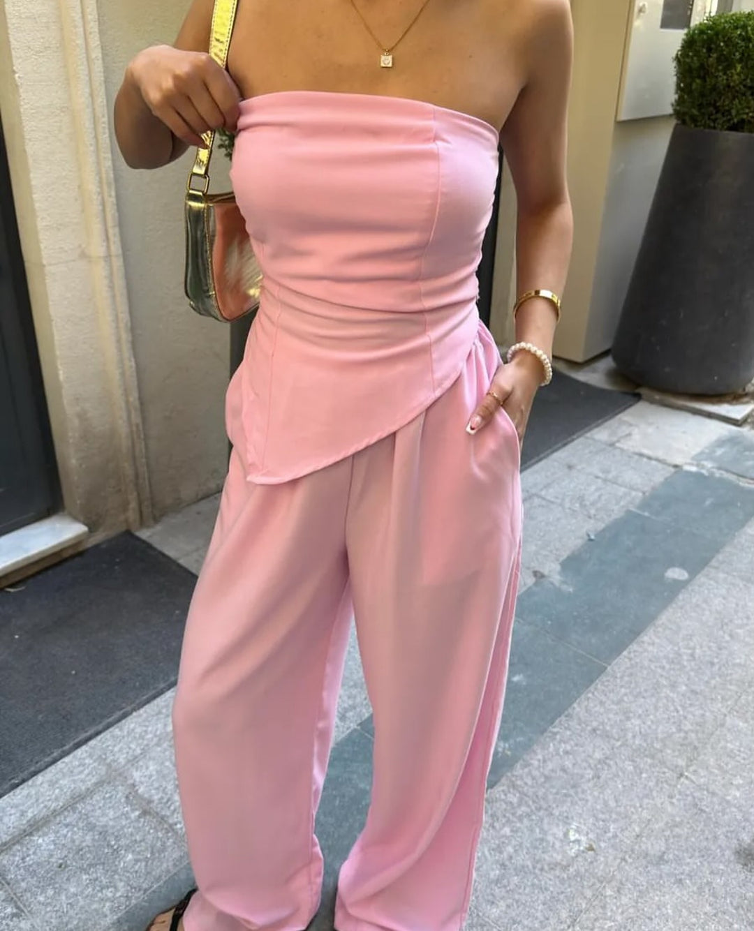 Damen Elegantes Jumpsuit mit asymmetrischem Schnitt und verführerischem Oberteil Heidi-Mode