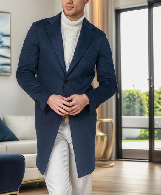 Herren eleganter Baumwolltrenchcoat mit edlen Taschen und modernem Schnitt Heidi-Mode