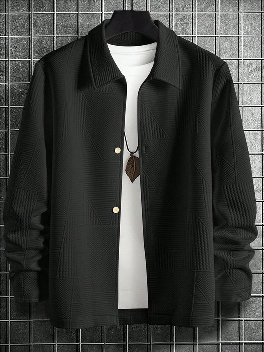 Herren gestepptes Überhemd mit strukturierter Oberfläche Heidi-Mode