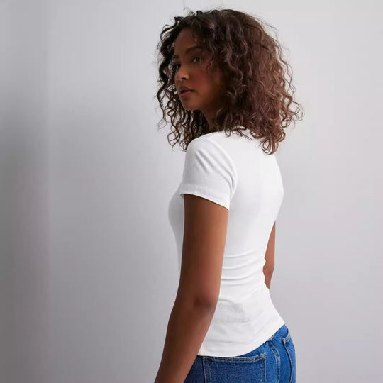 Damen Slim Fit T-Shirt aus hochwertigem Baumwollmix mit elastischem Stretch Heidi-Mode