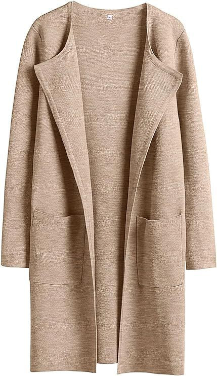 Damen Oversized Strickmantel mit offenen Fronten und praktischen Taschen Heidi-Mode