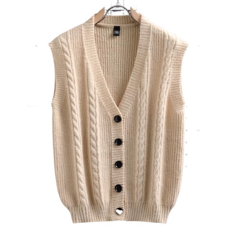 Herren ärmellose Strickjacke mit Zopfmuster und Knopfdetails Heidi-Mode