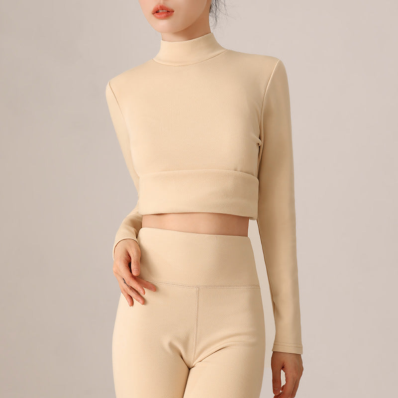 Damen Sportoberteil mit stylischem Rollkragen und trendiger Crop-Länge Heidi-Mode