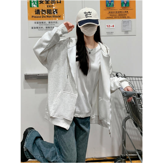 Femme Oversized Zip-Up Hoodie mit Kängurutaschen Heidi-Mode