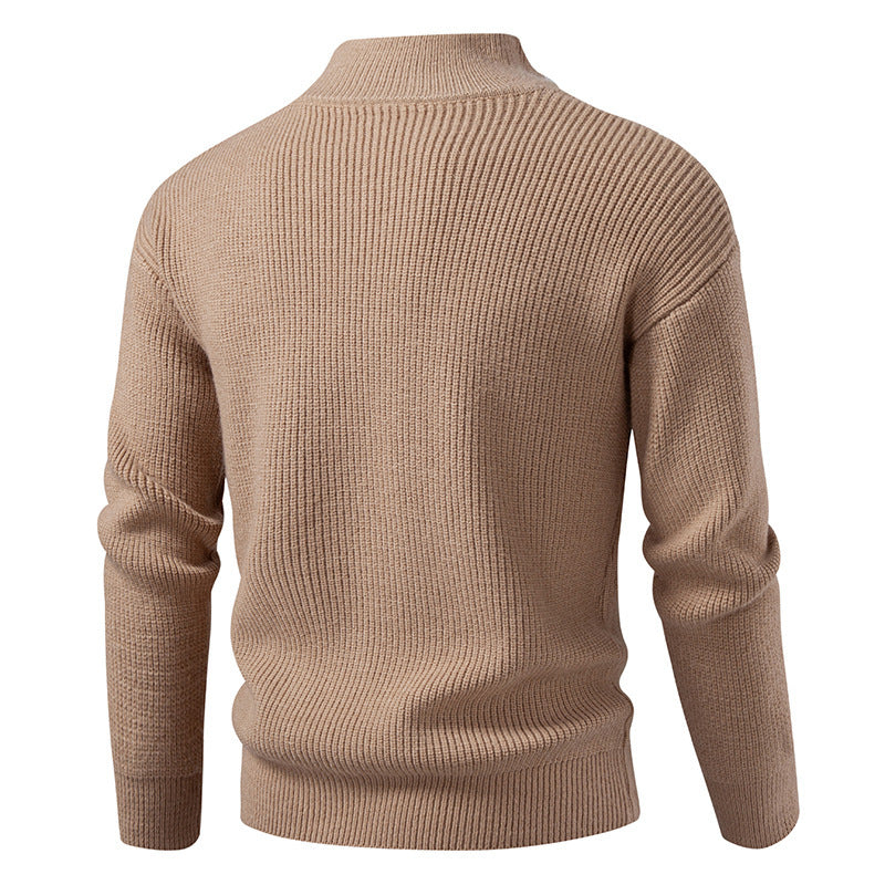 Herren Strickjacke mit hohem Kragen und innovativem Reißverschluss Heidi-Mode