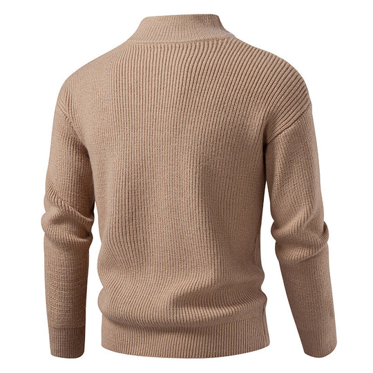 Herren Strickjacke mit hohem Kragen und innovativem Reißverschluss Heidi-Mode