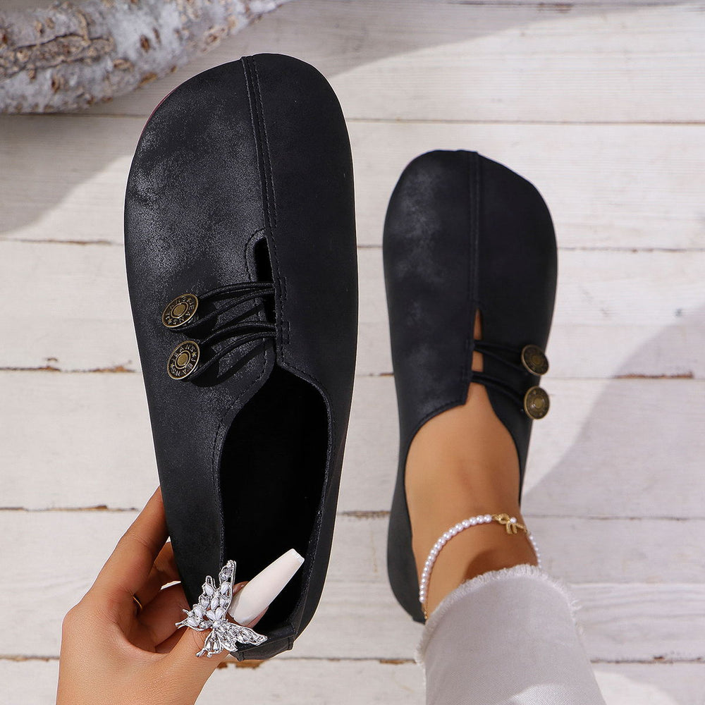 Damen Mokassins mit modischem Schlupfdesign und dekorativen Knopfdetails Heidi-Mode