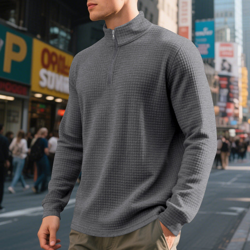 Herren bequemer Fleece-Hoodie mit hohem Kragen und praktischem Reißverschluss Heidi-Mode