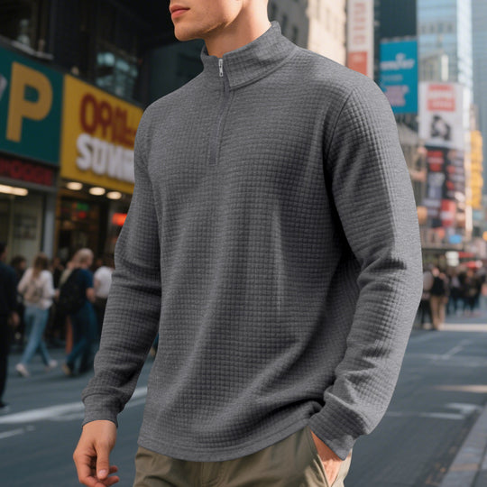 Herren bequemer Fleece-Hoodie mit hohem Kragen und praktischem Reißverschluss Heidi-Mode