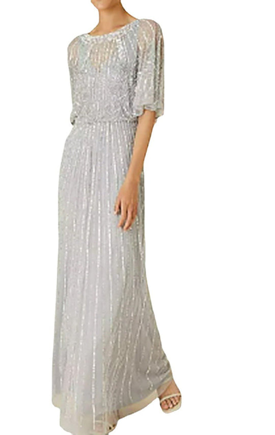 Heidi-Mode | Langes Maxi-Kleid mit Ausgeschnittenen Ärmeln und Lockerer Passform Im Oberteil
