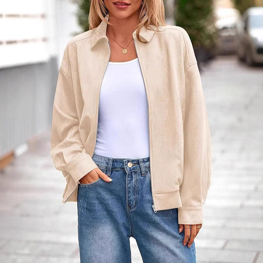 Damen lässige Übergangsjacke mit hohem Kragen und Reißverschluss Heidi-Mode