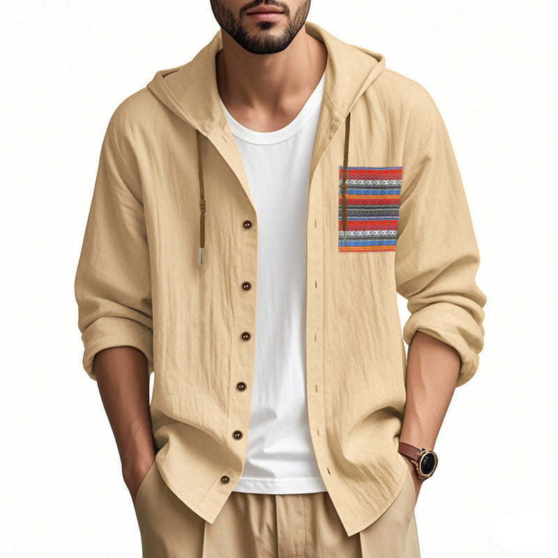 Herren Kapuzenshirt mit verspieltem Design und praktischer Knopfleiste Heidi-Mode
