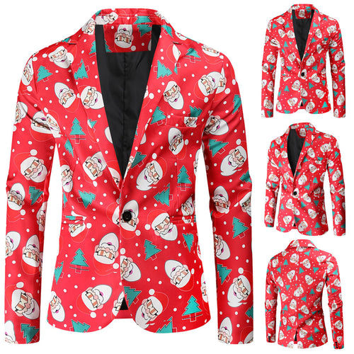 Herren festlicher Blazer mit fröhlichem Weihnachtsdesign Heidi-Mode
