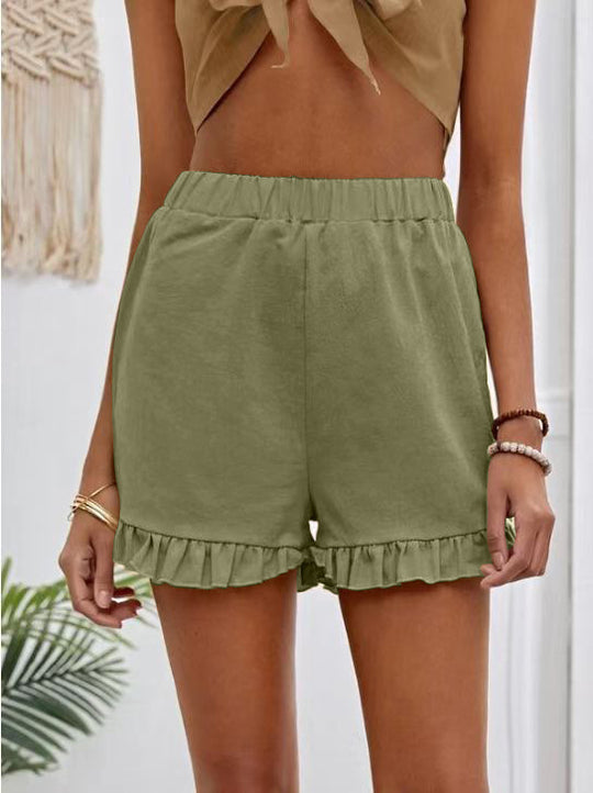 Damen Shorts mit Rüschendetails und Elastischem Bund Heidi-Mode
