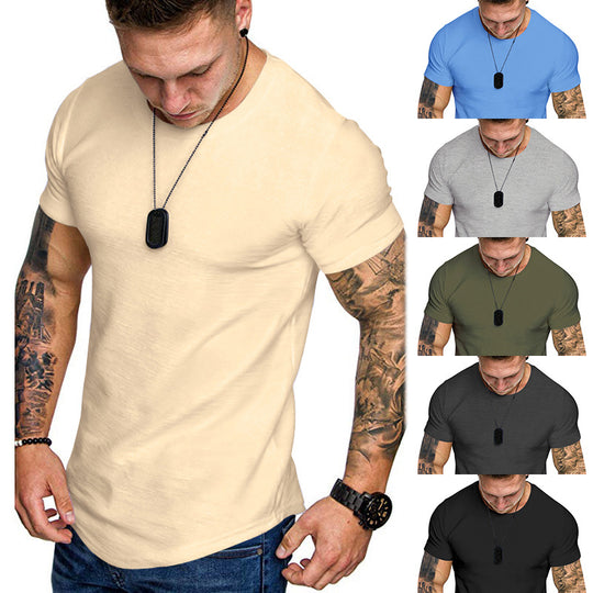 Herren figurbetontes Kurzarm-T-Shirt aus hochwertiger Baumwolle mit Rundhalsausschnitt und bequemen Schnitt Heidi-Mode