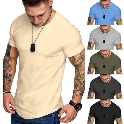 Herren figurbetontes Kurzarm-T-Shirt aus hochwertiger Baumwolle mit Rundhalsausschnitt und bequemen Schnitt Heidi-Mode