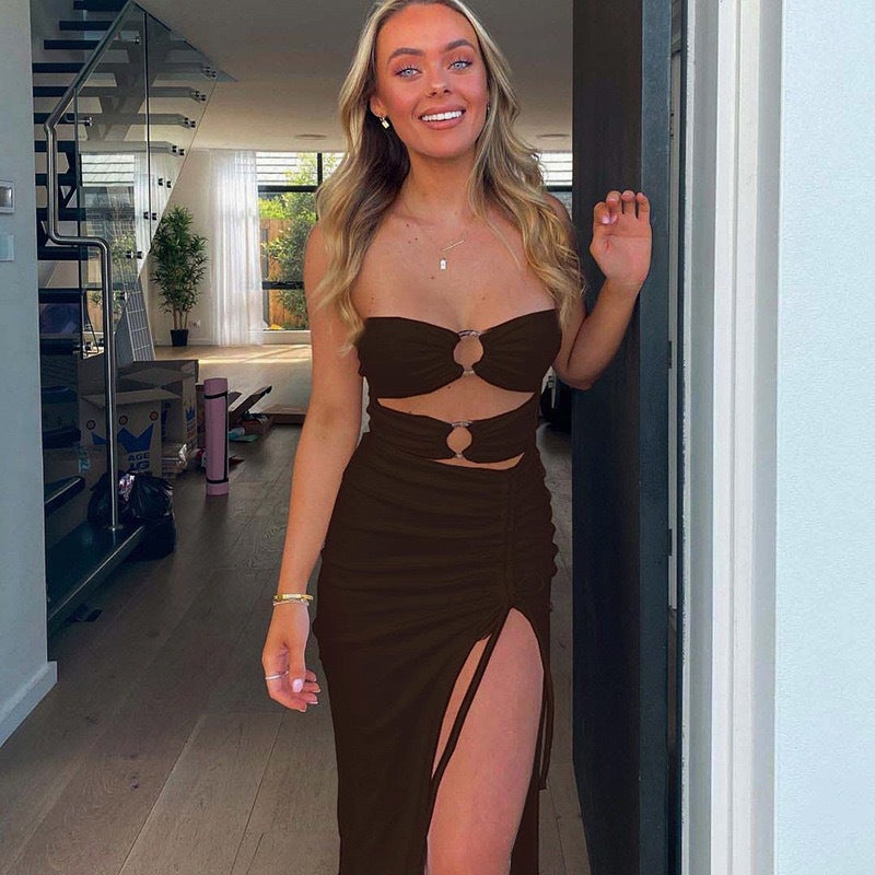 Damen Langes Kleid mit raffiniertem Schnitt und modischen Details Heidi-Mode