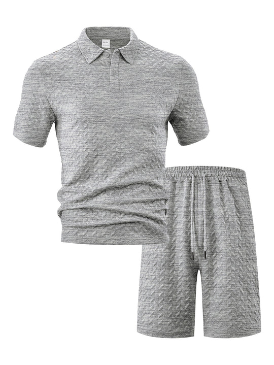 Herren elegantes Sport-Set mit strukturierter Oberfläche und bequemem Kurzarm-Polo Heidi-Mode