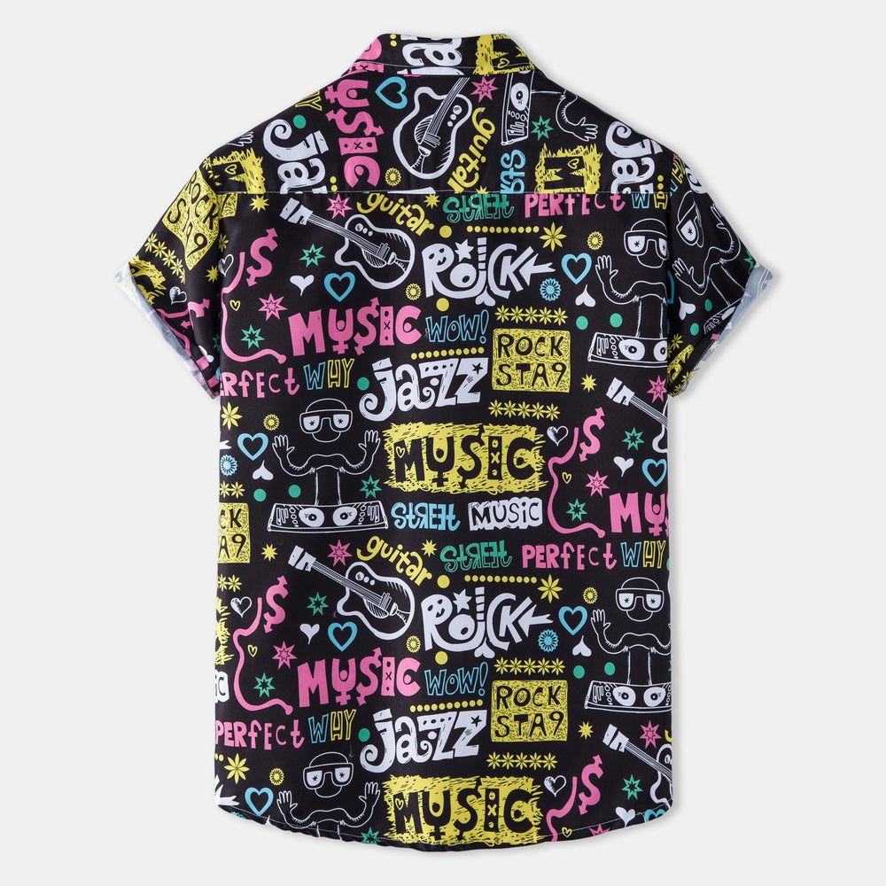 Herren Kurzarmhemd mit kreativem Grafikdesign und entspannter Passform Heidi-Mode