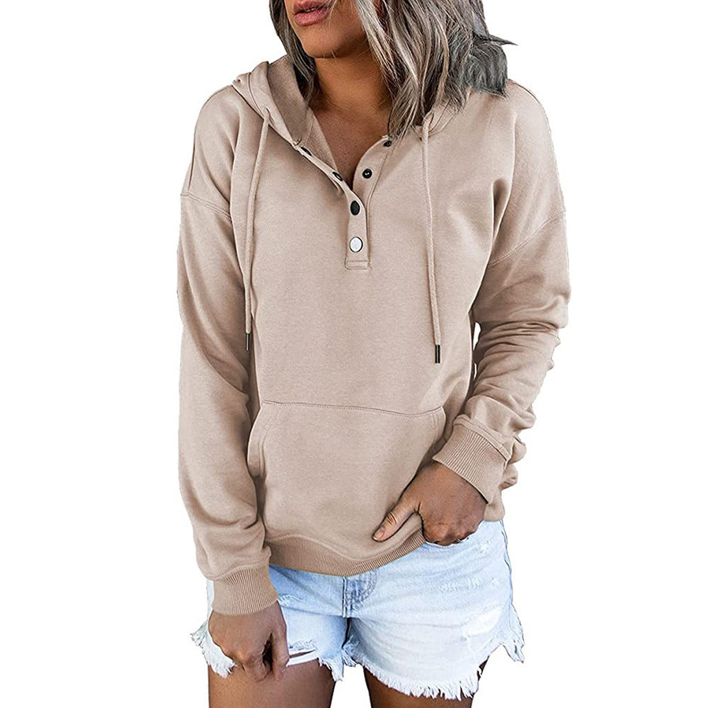 Damen Kapuzenpullover mit Knopfdetails und weichem Fleece-Material Heidi-Mode