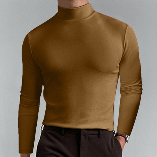 Herren Elegantes Langarm-T-Shirt mit hohem Kragen Heidi-Mode