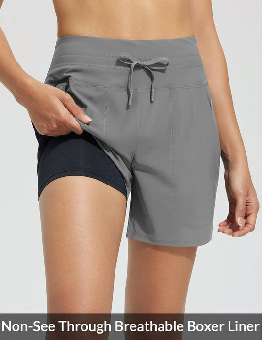 Damen Performance aktive Shorts mit integriertem Boxershorts-Futter Heidi-Mode